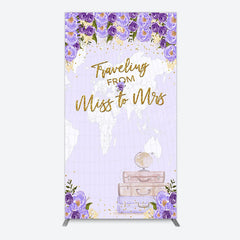 Lofaris Purple Floral Luggage Map Wedding Arch Backdrop