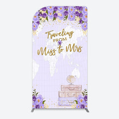Lofaris Purple Floral Luggage Map Wedding Arch Backdrop