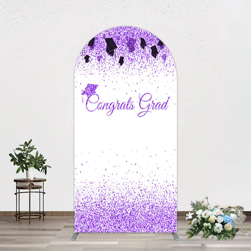Lofaris Purple Glitter Bachelor Map Congrats Grad Arch Backdrop
