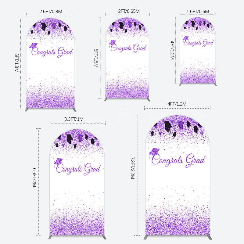 Lofaris Purple Glitter Bachelor Map Congrats Grad Arch Backdrop