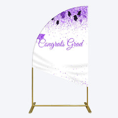 Lofaris Purple Glitter Bachelor Map Congrats Grad Half Moon Arch Backdrop
