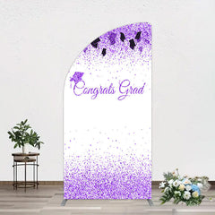 Lofaris Purple Glitter Bachelor Map Congrats Grad Half Moon Arch Backdrop
