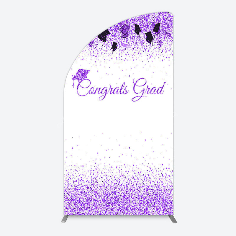 Lofaris Purple Glitter Bachelor Map Congrats Grad Half Moon Arch Backdrop