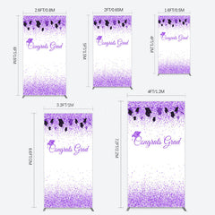 Lofaris Purple Glitter Bachelor Map Congrats Grad Rectangle Backdrop