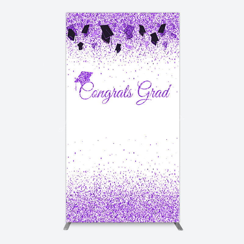 Lofaris Purple Glitter Bachelor Map Congrats Grad Rectangle Backdrop