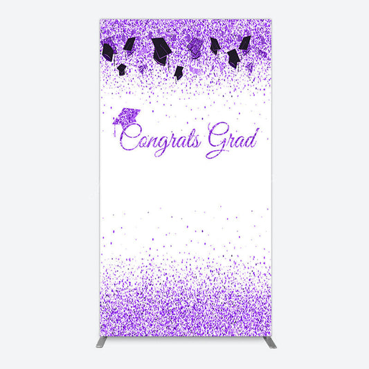 Lofaris Purple Glitter Bachelor Map Congrats Grad Rectangle Backdrop
