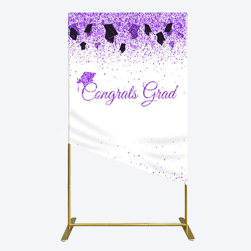 Lofaris Purple Glitter Bachelor Map Congrats Grad Rectangle Backdrop