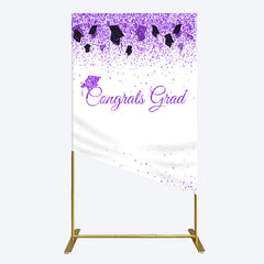 Lofaris Purple Glitter Bachelor Map Congrats Grad Rectangle Backdrop