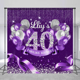 Lofaris Purple Glitter Balloons Custom 40th Birthday Backdrop