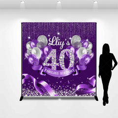 Lofaris Purple Glitter Balloons Custom 40th Birthday Backdrop