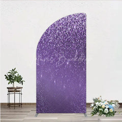 Lofaris Purple Glitter Sparkle Half Moon Arch Backdrop for Birthday or Wedding Glam Bling Effect Sweet 16 Party Photo Booth