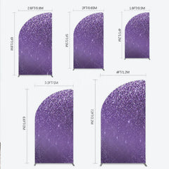 Lofaris Purple Glitter Sparkle Half Moon Arch Backdrop for Birthday or Wedding Glam Bling Effect Sweet 16 Party Photo Booth