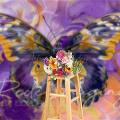 Lofaris Purple Gold Abstract Butterfly Fine Art Backdrop