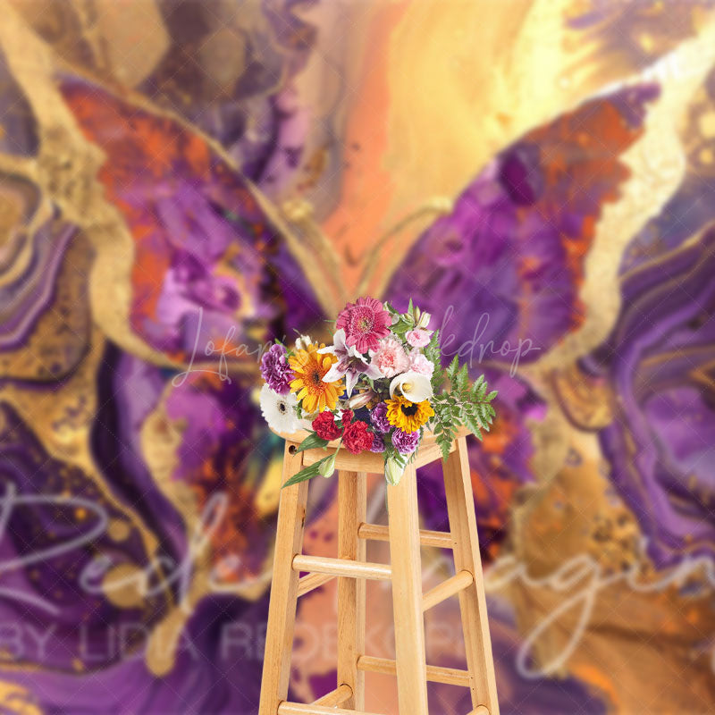 Lofaris Purple Gold Abstract Butterfly Fine Art Photo Backdrop