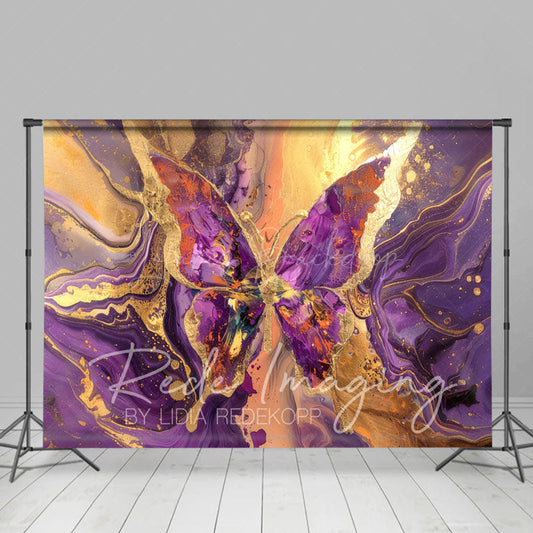 Lofaris Purple Gold Abstract Butterfly Fine Art Photo Backdrop