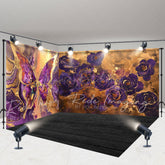 Lofaris Purple Gold Abstract Butterfly Room Set Backdrop