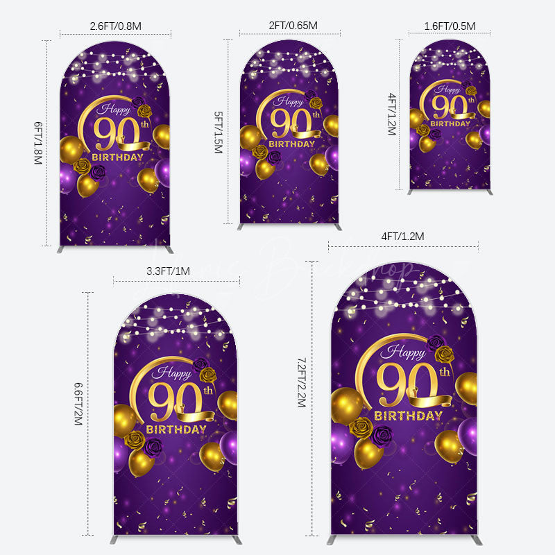 Lofaris Purple Gold Balloon Lights Birthday Arch Backdrop