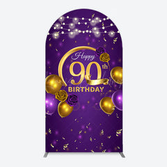 Lofaris Purple Gold Balloon Lights Birthday Arch Backdrop