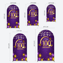 Lofaris Purple Gold Balloons 100th Birthday Arch Backdrop