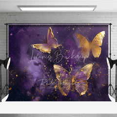Lofaris Purple Gold Butterfly Photography Backdrop Elegant Insect Art Photo Background Dreamy Fantasy Wing Booth Prop