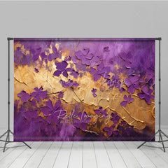 Lofaris Purple Gold Floral Texture Backdrop Abstract Violet Flowers Leaf Background Luxury Photography Banner