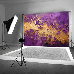 Lofaris Purple Gold Floral Texture Backdrop Abstract Violet Flowers Leaf Background Luxury Photography Banner