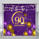 Lofaris Purple Gold Lights Custom Photo Birthday Backdrop