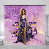 Lofaris Purple Gold Marbled Custom Photo Birthday Backdrop