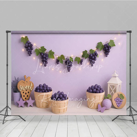 Lofaris Purple Grape Harvest and Lavender Garden Photo Backdrop Sweet Vineyard Birthday Photography Background
