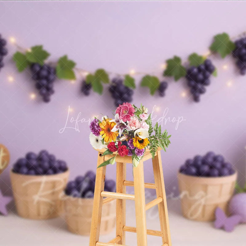 Lofaris Purple Grape Harvest and Lavender Garden Photo Backdrop Sweet Vineyard Birthday Photography Background