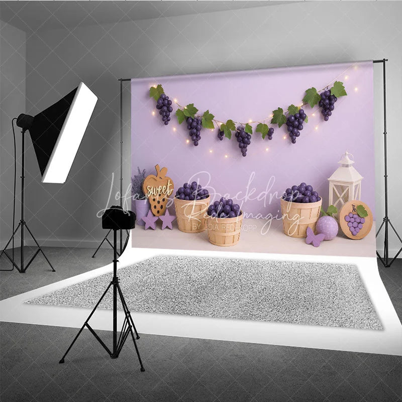 Lofaris Purple Grape Harvest and Lavender Garden Photo Backdrop Sweet Vineyard Birthday Photography Background