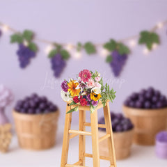 Lofaris Purple Grapes Floral Elegant Cake Smash Backdrop