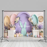 Lofaris Purple Green Arch Floral Eggs Easter Photo Backdrop