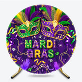 Lofaris Purple Green Mardi Gras Circle Masquerade Backdrop