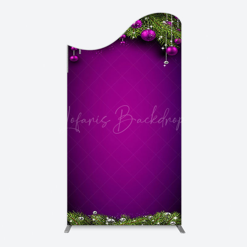 Lofaris Purple Green Pine Leaf Bells Christmas Arch Backdrop