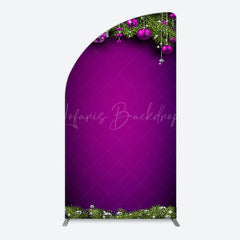 Lofaris Purple Green Pine Leaf Bells Christmas Arch Backdrop