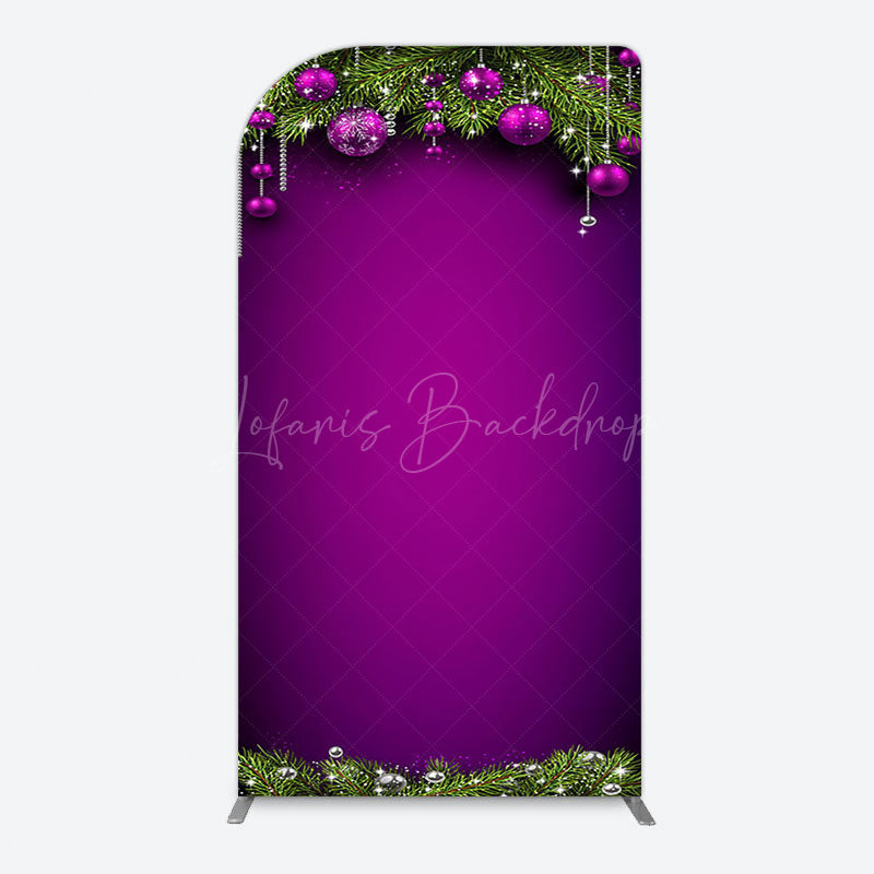 Lofaris Purple Green Pine Leaf Bells Christmas Arch Backdrop