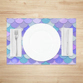Lofaris Purple Green Pink Mermaid Scales Set Of 4 Placemats