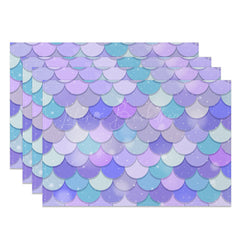 Lofaris Purple Green Pink Mermaid Scales Set Of 4 Placemats