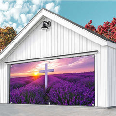 Lofaris Purple Lavender Cross Easter Garage Door Banner