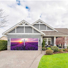 Lofaris Purple Lavender Cross Easter Garage Door Banner