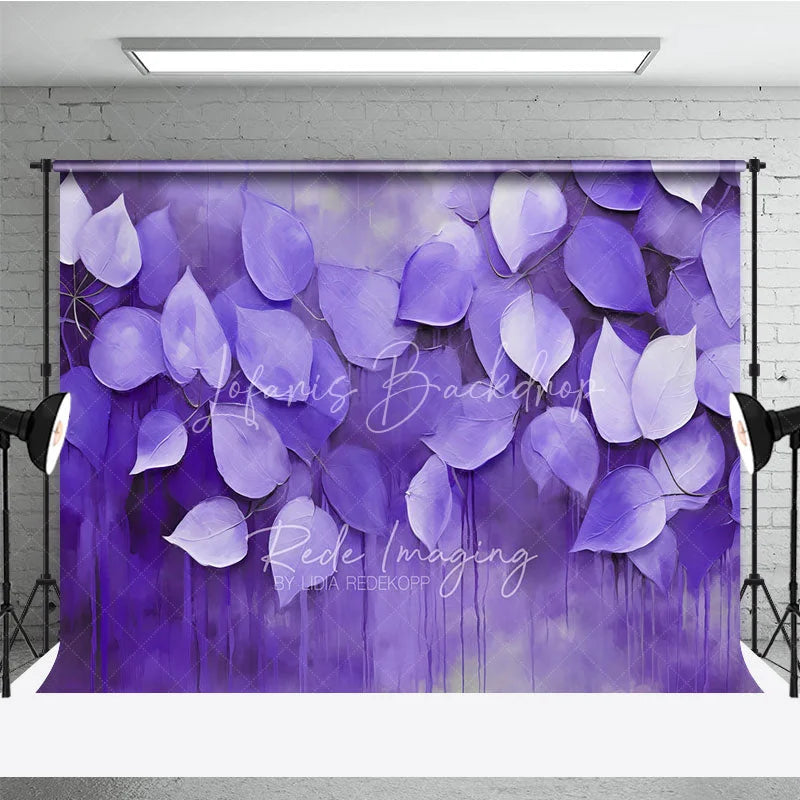 Lofaris Purple Leaves Oil Painting Backdrop Violet Monochrome Foliage Art Background Moody Photography Studio Prop
