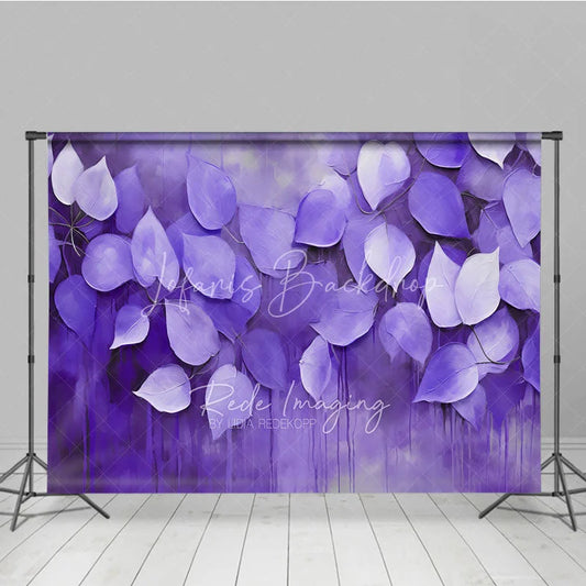 Lofaris Purple Leaves Oil Painting Backdrop Violet Monochrome Foliage Art Background Moody Photography Studio Prop