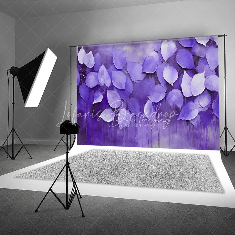 Lofaris Purple Leaves Oil Painting Backdrop Violet Monochrome Foliage Art Background Moody Photography Studio Prop