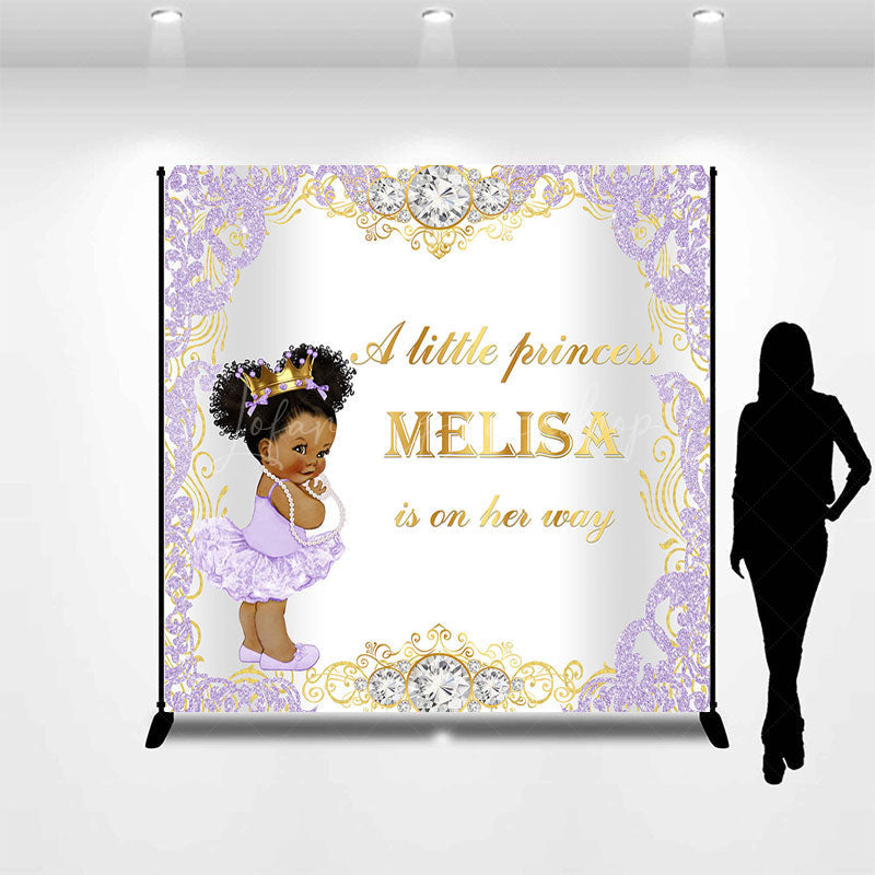 Lofaris Purple Little Princess Custom Baby Shower Backdrop