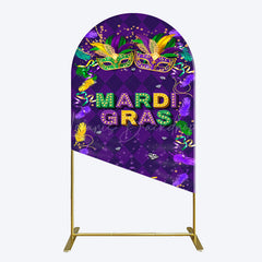 Lofaris Purple Mask Mardi Gras Dance Party Arch Backdrop