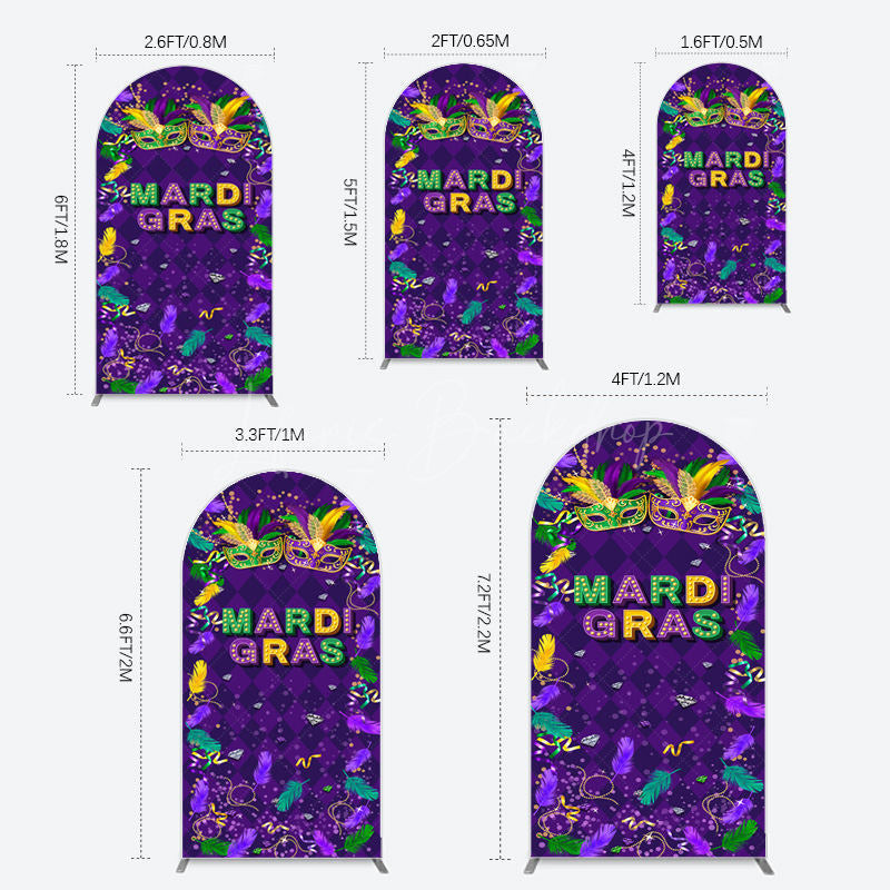 Lofaris Purple Mask Mardi Gras Dance Party Arch Backdrop