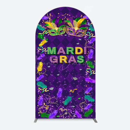 Lofaris Purple Mask Mardi Gras Dance Party Arch Backdrop