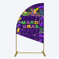 Lofaris Purple Mask Mardi Gras Dance Party Half Moon Arch Backdrop