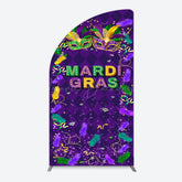 Lofaris Purple Mask Mardi Gras Dance Party Half Moon Arch Backdrop